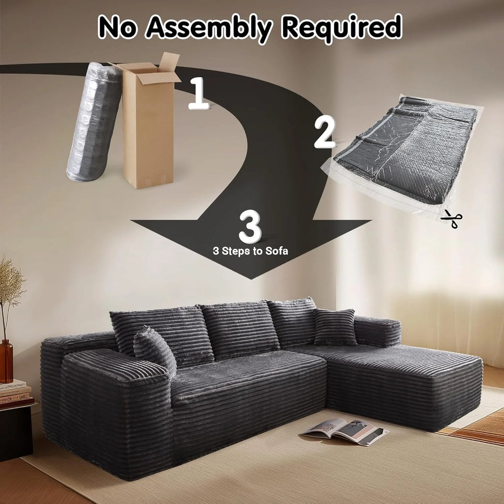 Ovios 104" Cloud Section Sofa L-shaped lounge chair, modern modular sofa