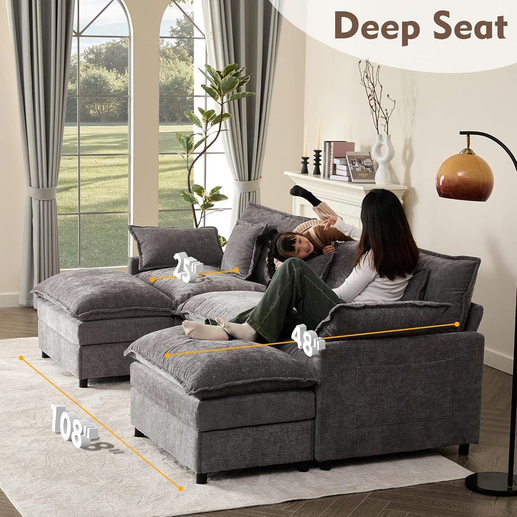 108" U-shaped sofa modular sofa Comfortable cloud sofa