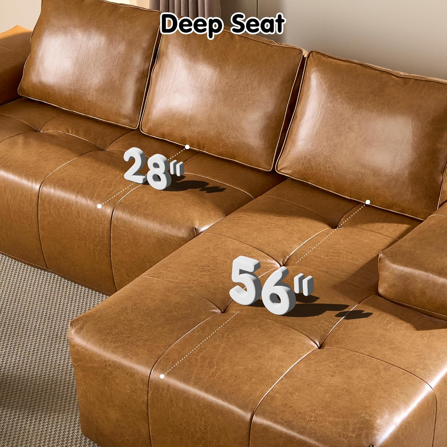 Ovios 104" Cloud Section Sofa L-shaped lounge chair, modern modular sofa