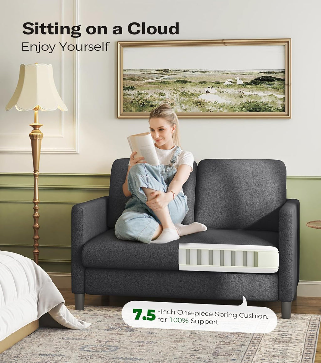 Loveseat Sofa 51" Love Seat Comfy Corduroy Small Loveseat Tool-Free Setup Couch