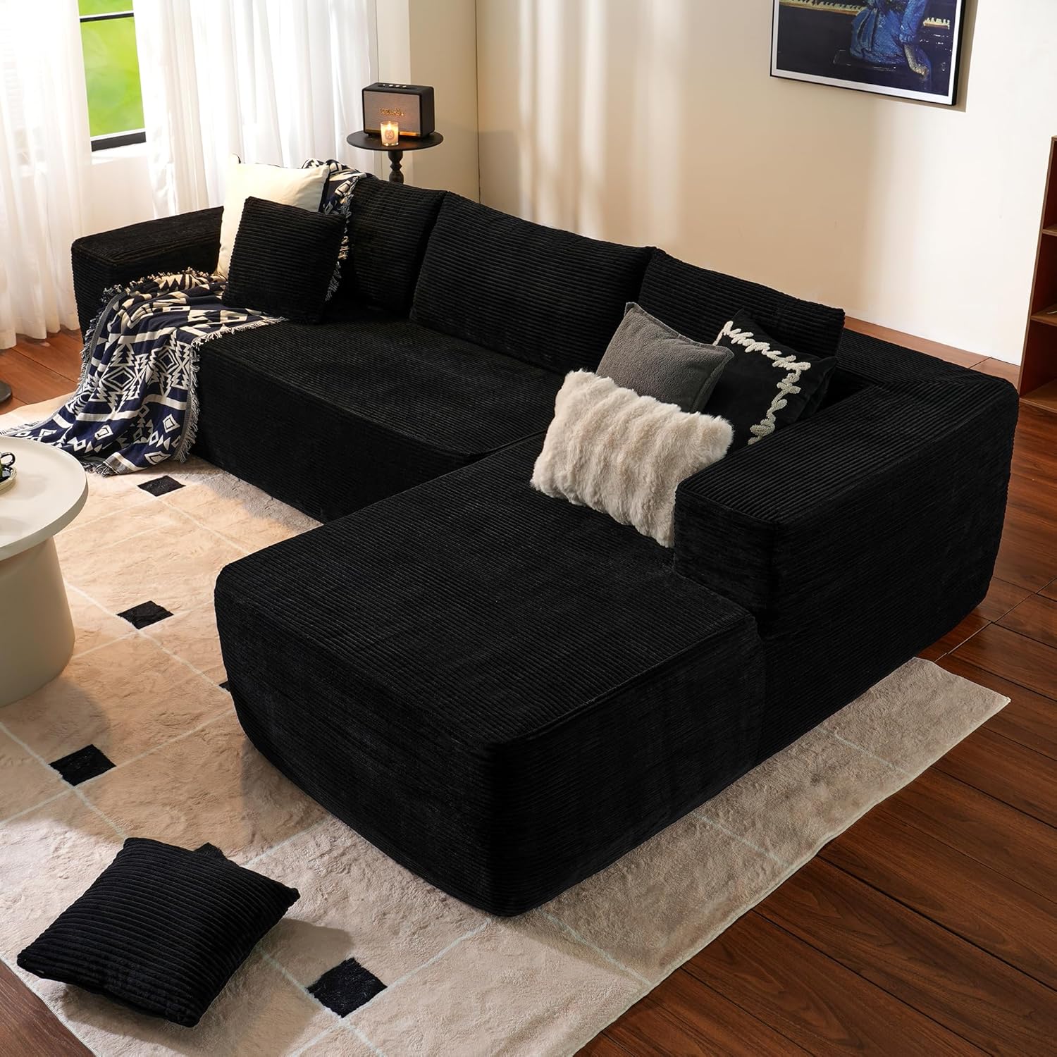 Ovios 104" Cloud Section Sofa L-shaped lounge chair, modern modular sofa