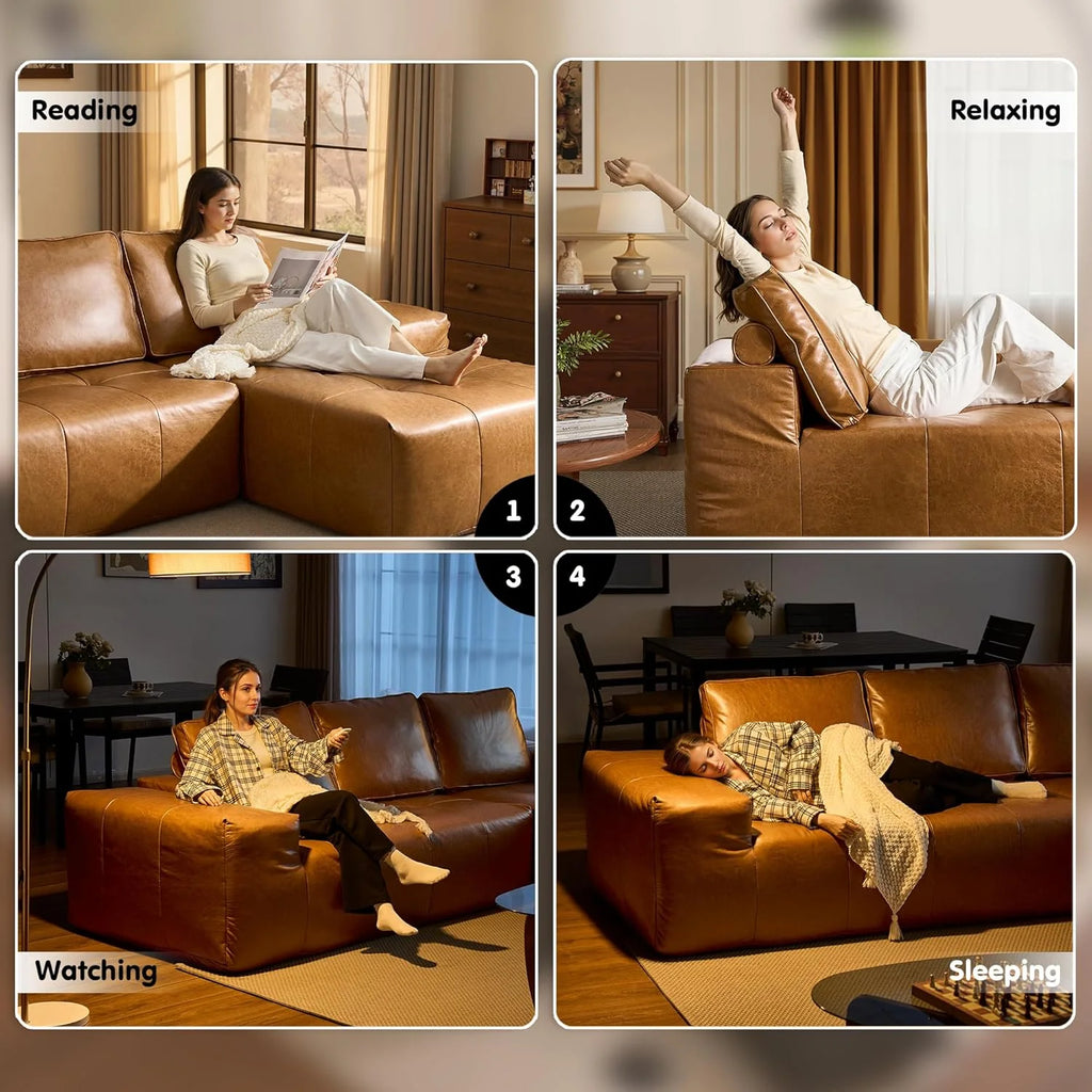 Ovios 104" Cloud Section Sofa L-shaped lounge chair, modern modular sofa
