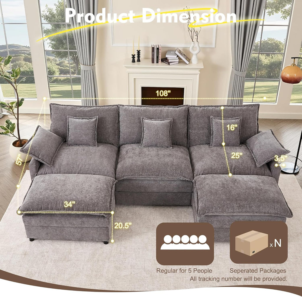108" U-shaped sofa modular sofa three-seater comfortable cloud sofa