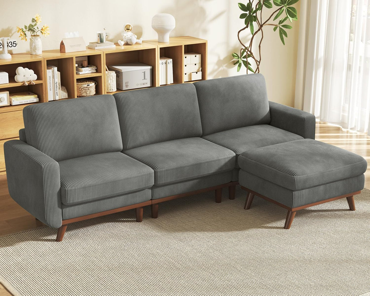 Vesgantti 68" Loveseat Sofa - Green, Comfy Corduroy with Spring Cushion, Solid Wood Frame, Modern Deep Seat, Bedroom & Living Room, Office Couch