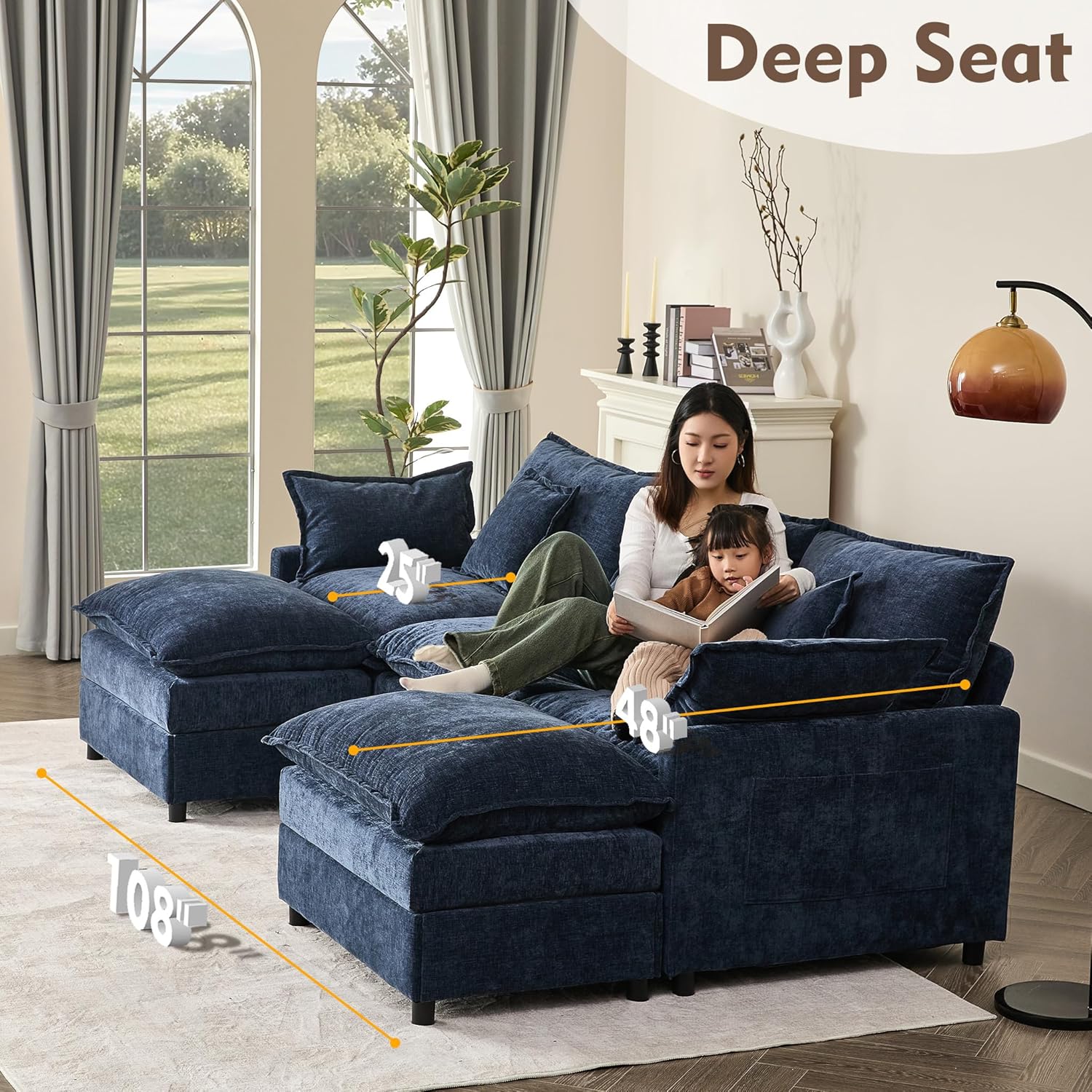 108" U-shaped sofa modular sofa Comfortable cloud sofa