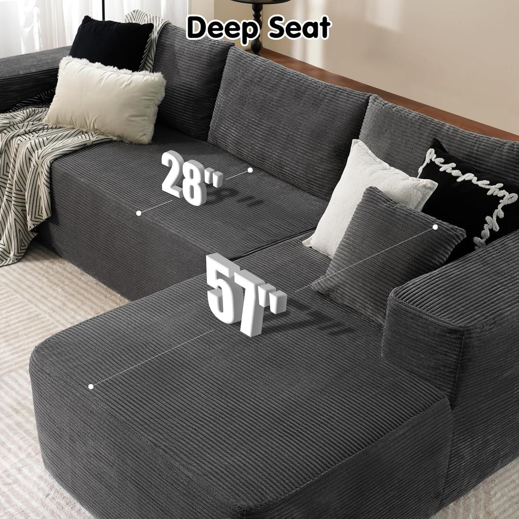 Ovios 104" Cloud Section Sofa L-shaped lounge chair, modern modular sofa