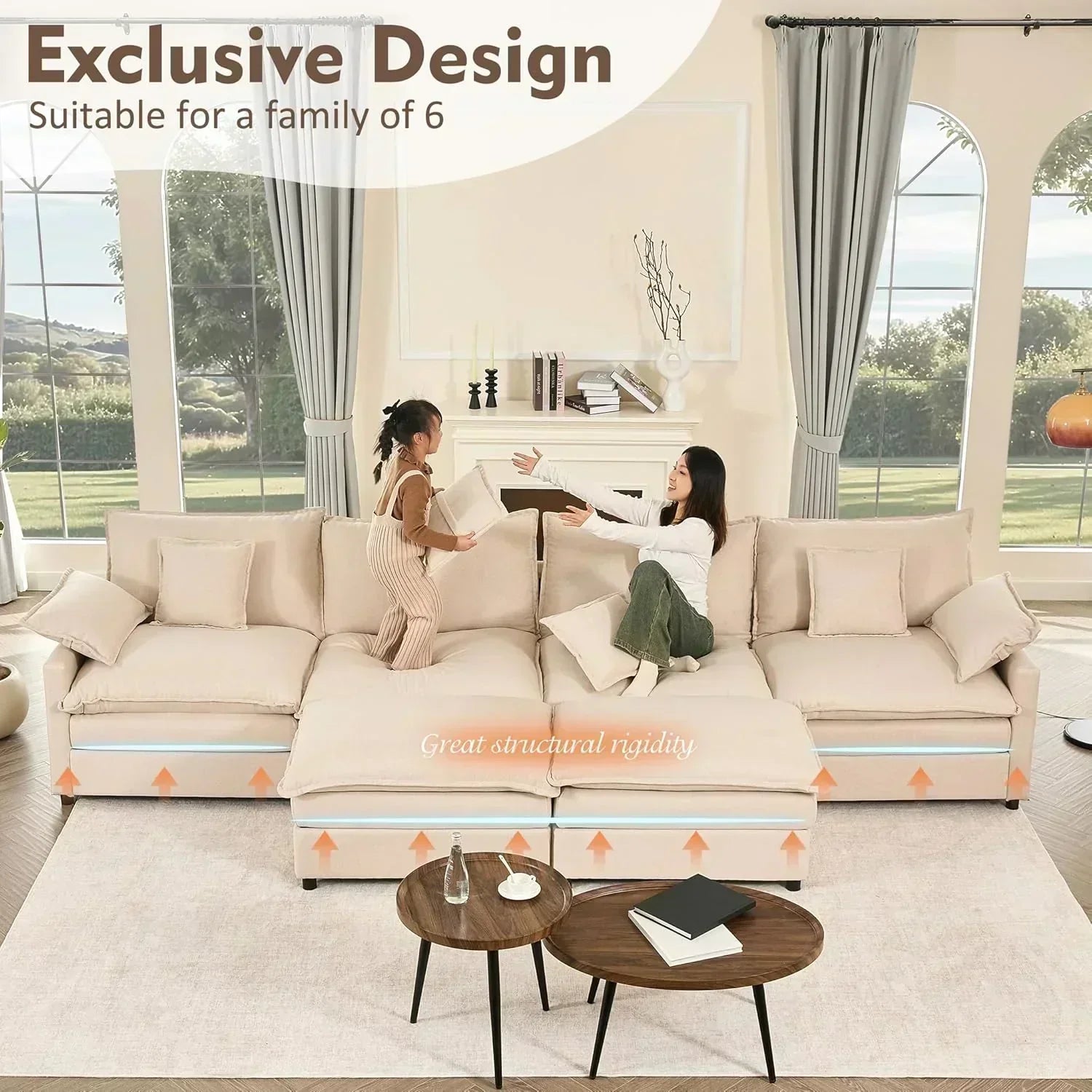 108" U-shaped sofa modular sofa Comfortable cloud sofa