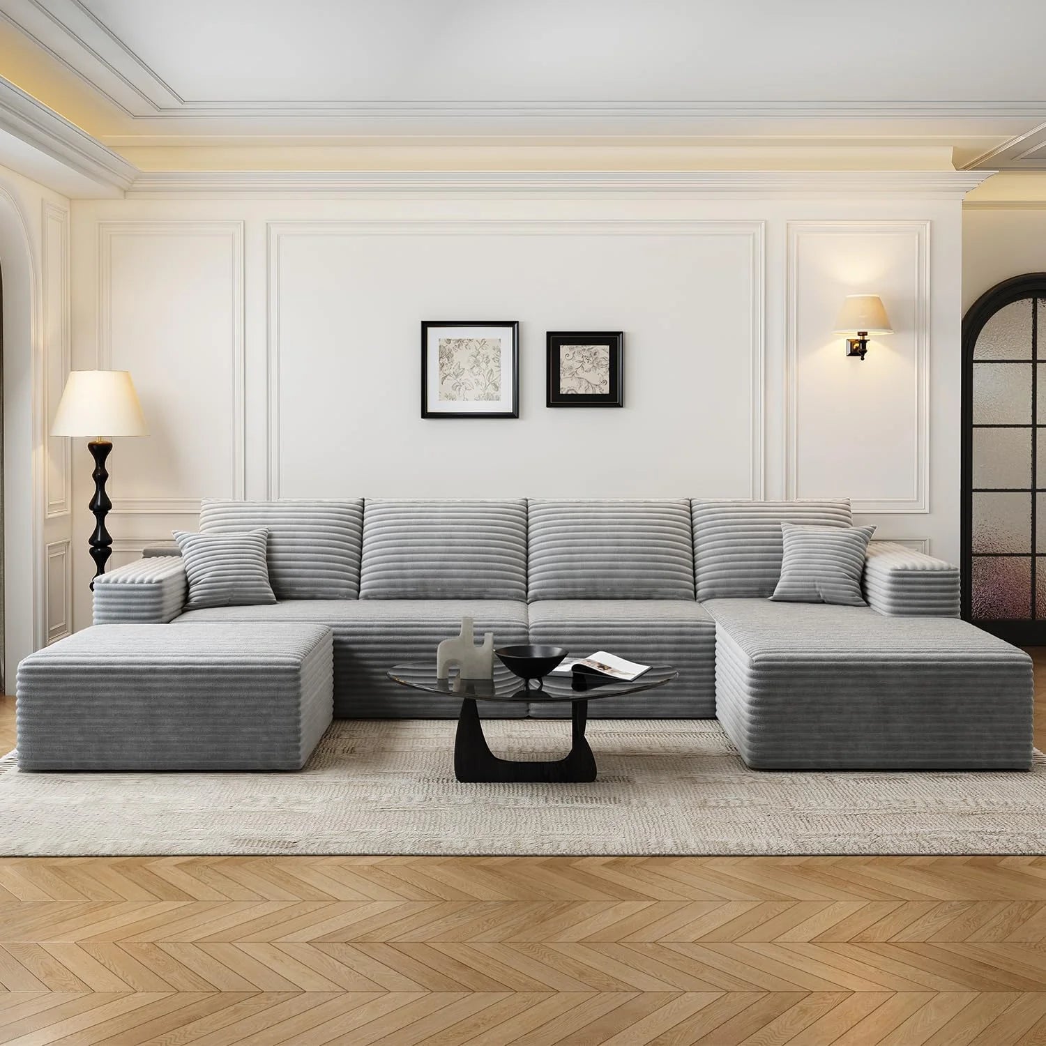 107.5" Cloud Modular Sectional Sofa Couch with L-Shape Chaise,Modern Minimalist Upholstered Couches