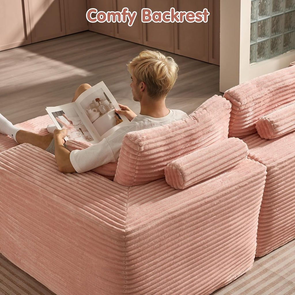 Ovios 104" Cloud Section Sofa L-shaped lounge chair, modern modular sofa