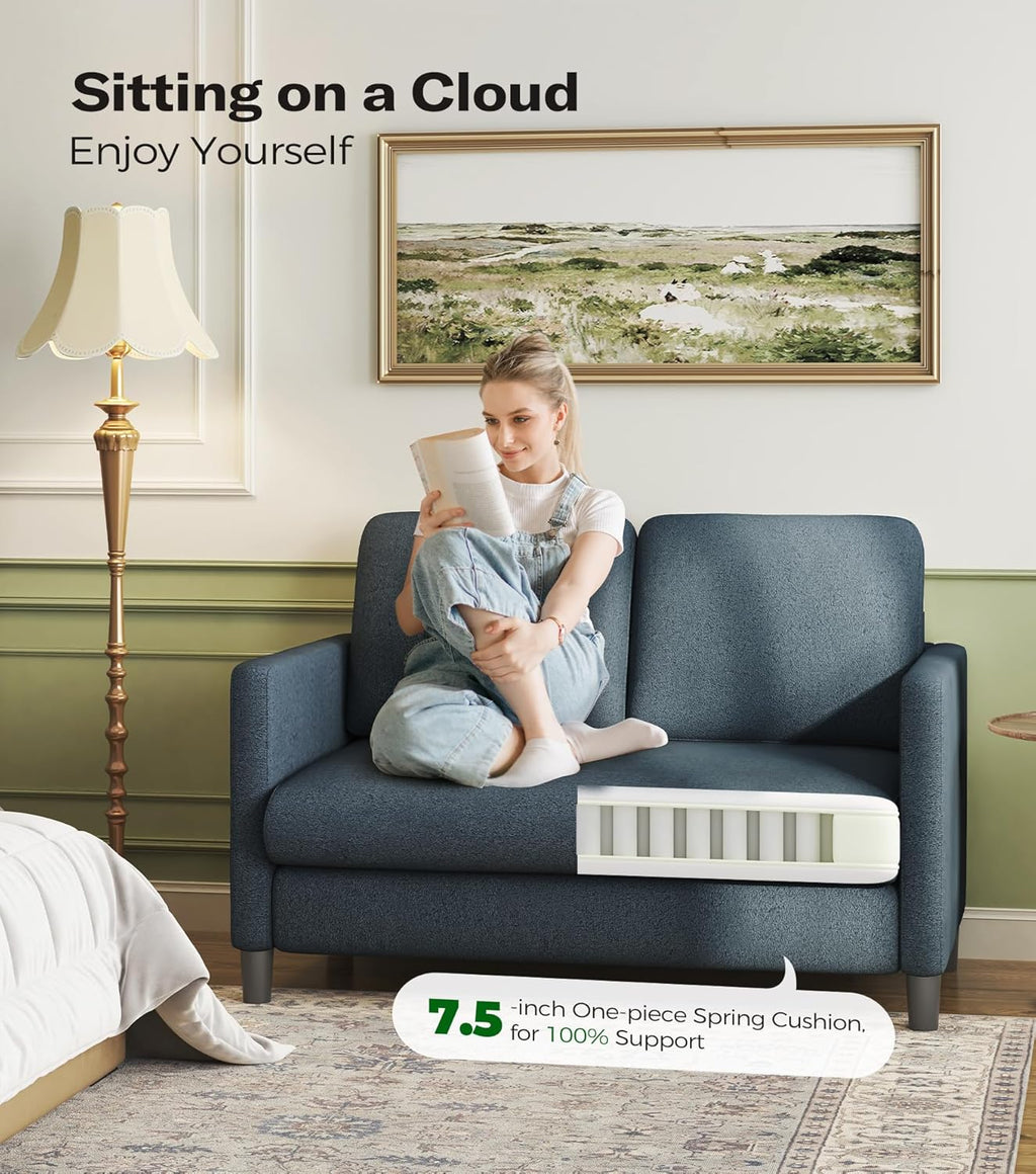 Loveseat Sofa 51" Love Seat Comfy Corduroy Small Loveseat Tool-Free Setup Couch