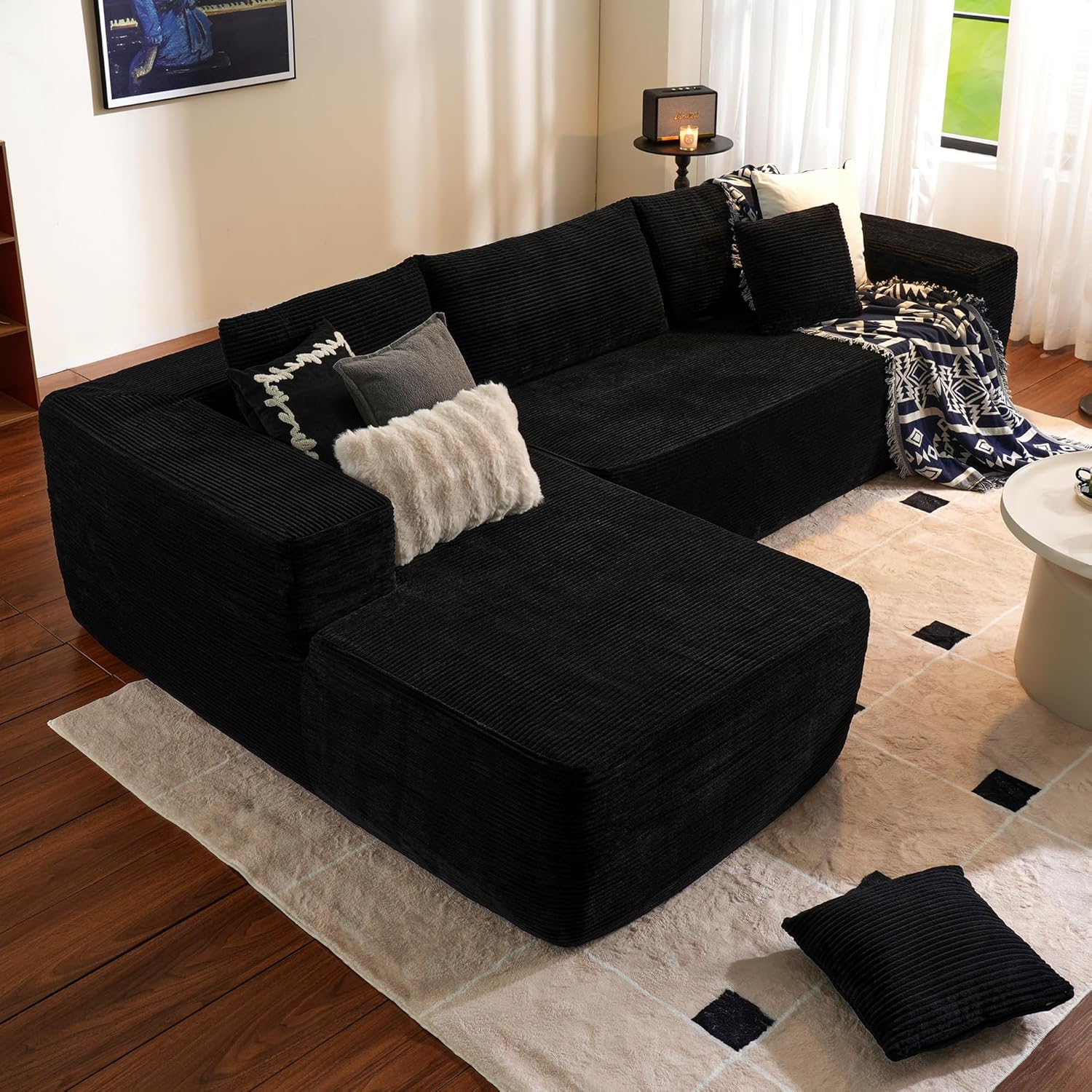 Ovios 104" Cloud Section Sofa L-shaped lounge chair, modern modular sofa