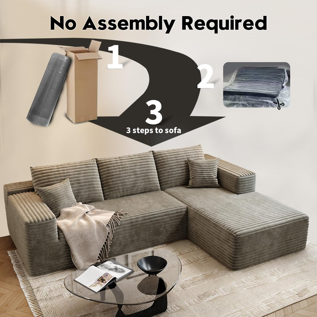 107.5" Cloud Modular Sectional Sofa Couch with L-Shape Chaise,Modern Minimalist Upholstered Couches