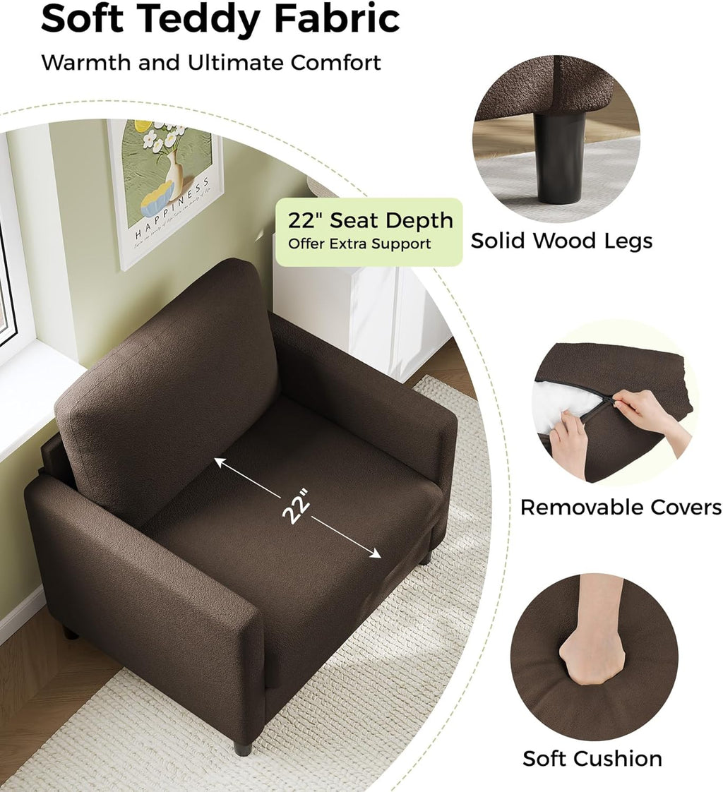 Loveseat Sofa 51" Love Seat Comfy Corduroy Small Loveseat Tool-Free Setup Couch