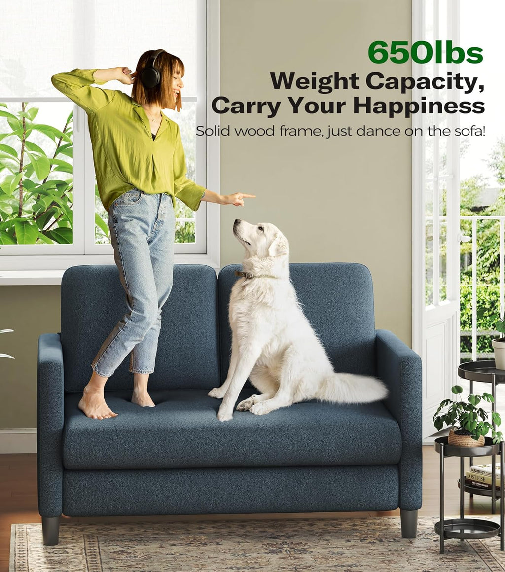 Loveseat Sofa 51" Love Seat Comfy Corduroy Small Loveseat Tool-Free Setup Couch