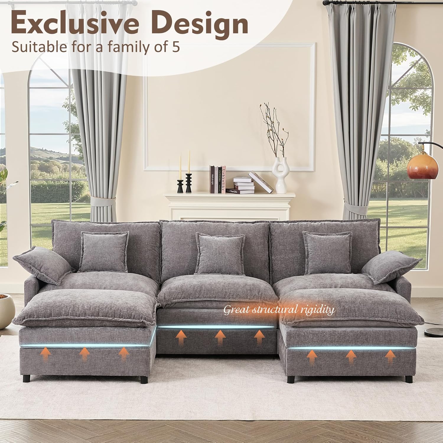 108" U-shaped sofa modular sofa Comfortable cloud sofa