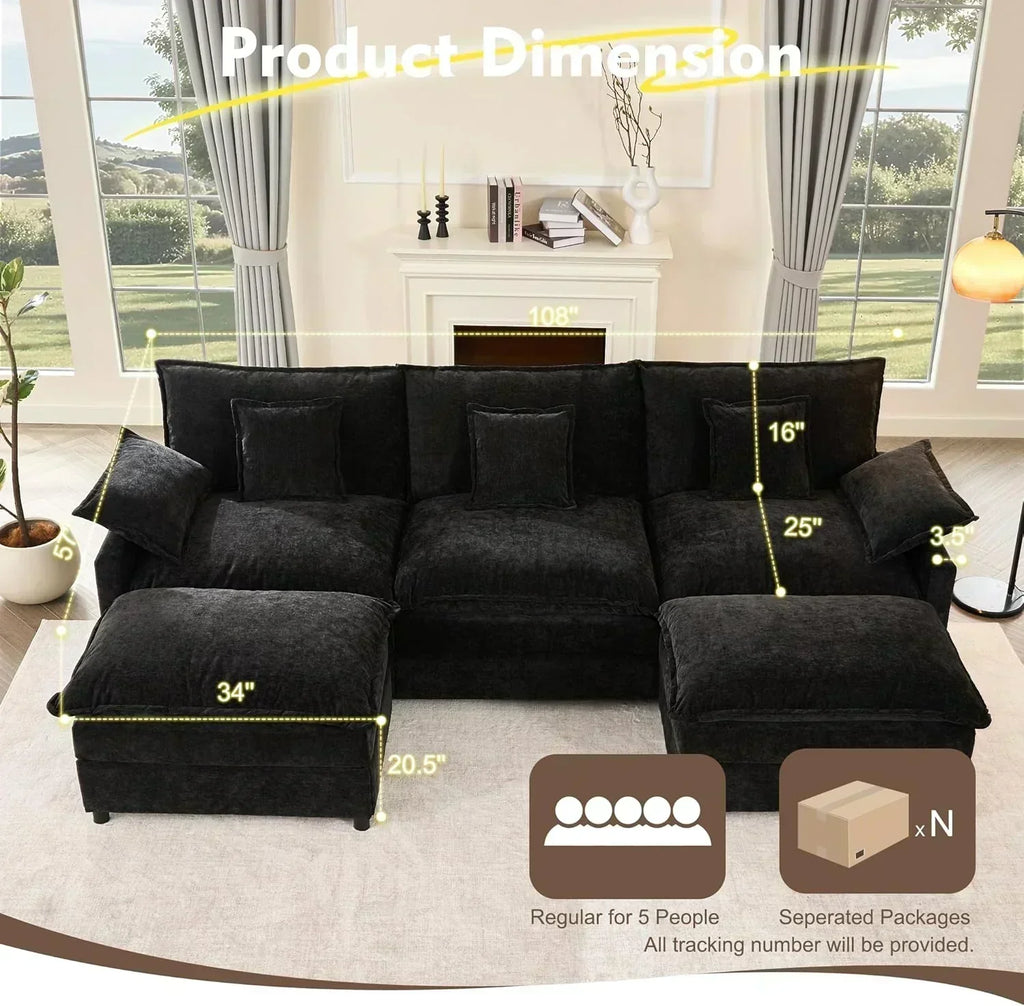 108" U-shaped sofa modular sofa Comfortable cloud sofa