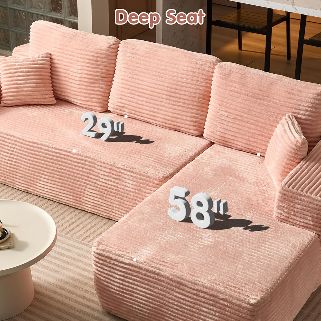 Ovios 104" Cloud Section Sofa L-shaped lounge chair, modern modular sofa