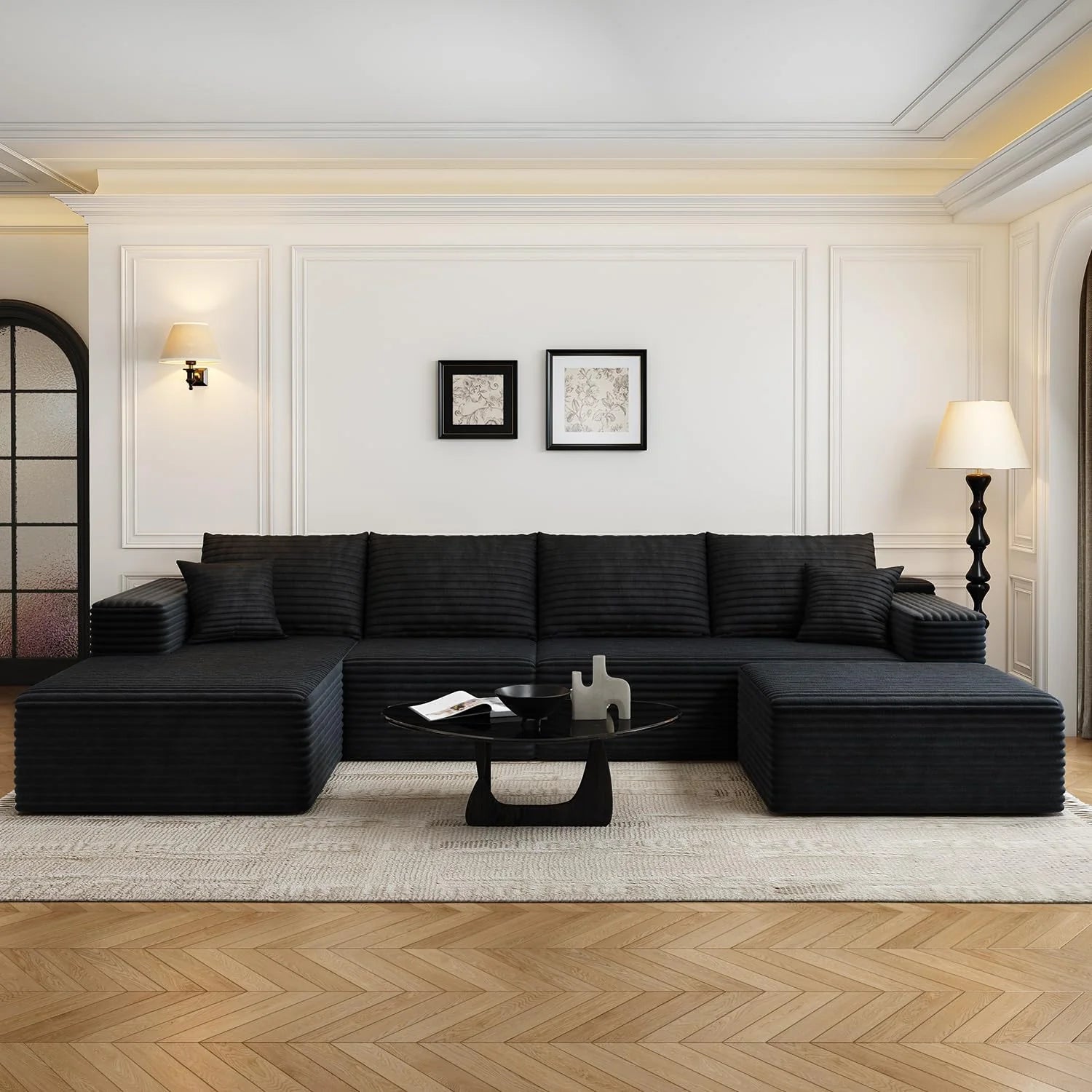 107.5" Cloud Modular Sectional Sofa Couch with L-Shape Chaise,Modern Minimalist Upholstered Couches
