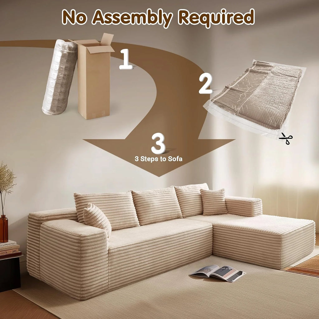 Ovios 104" Cloud Section Sofa L-shaped lounge chair, modern modular sofa