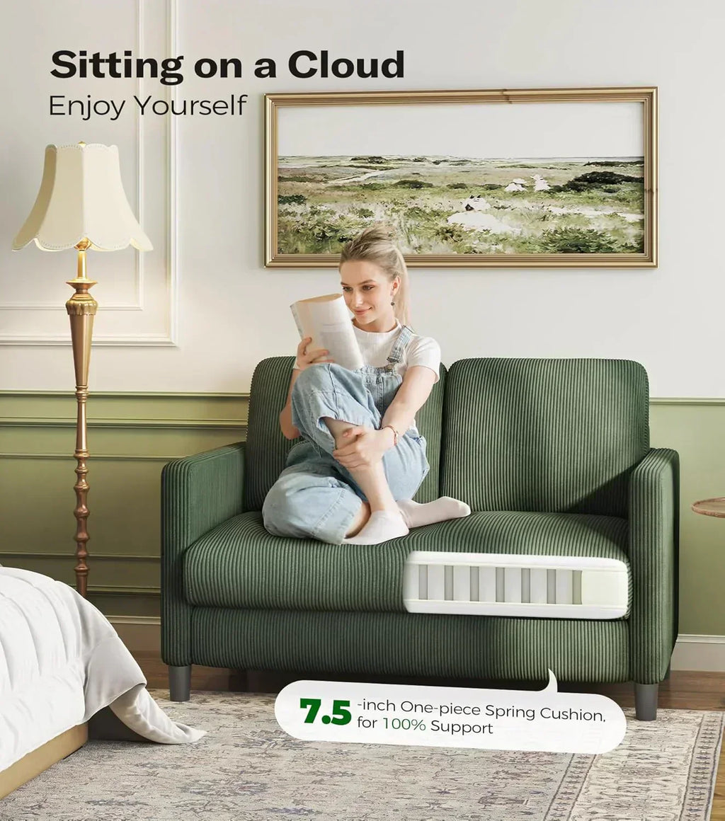 Loveseat Sofa 51" Love Seat Comfy Corduroy Small Loveseat Tool-Free Setup Couch
