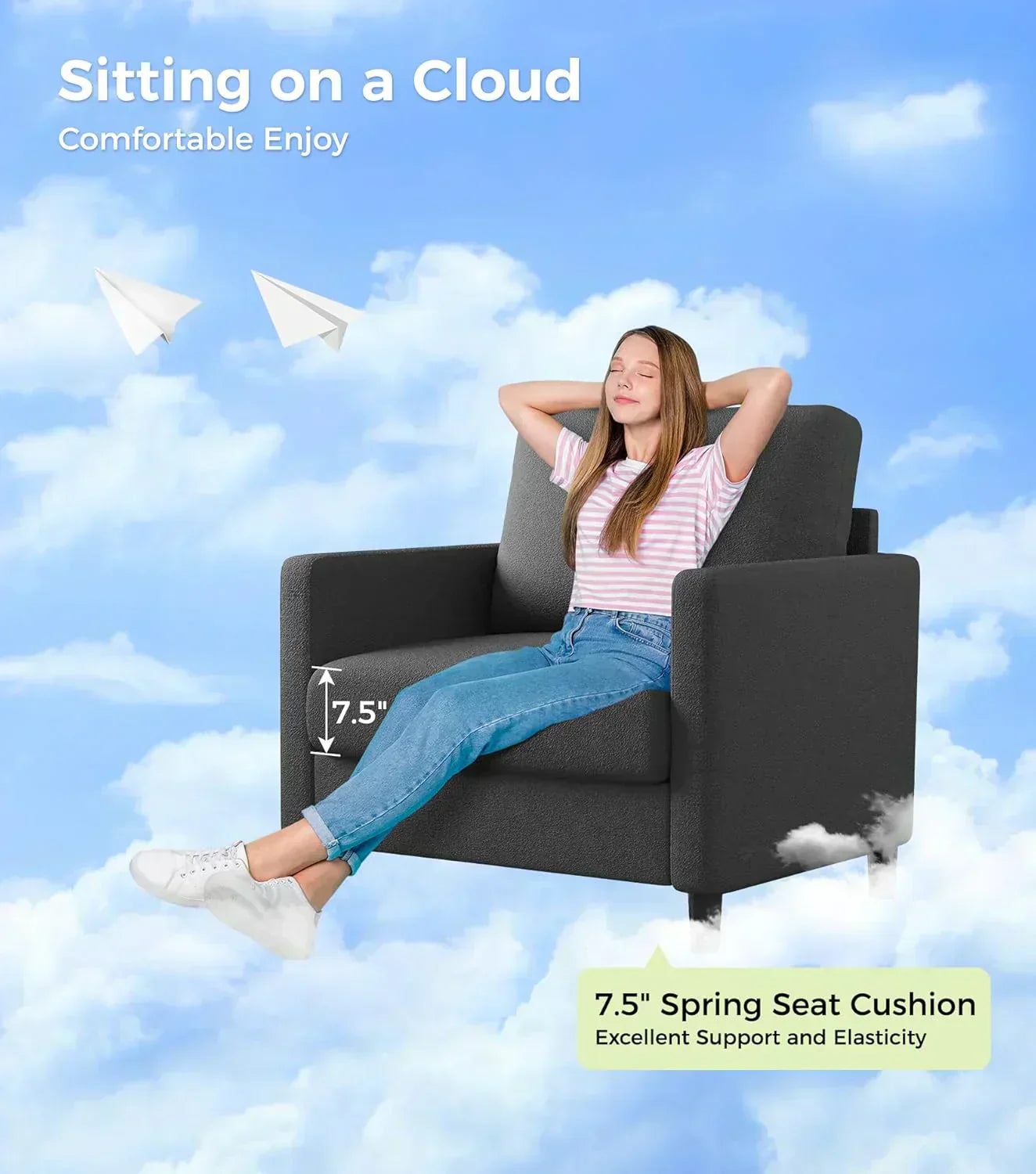 Loveseat Sofa 51" Love Seat Comfy Corduroy Small Loveseat Tool-Free Setup Couch