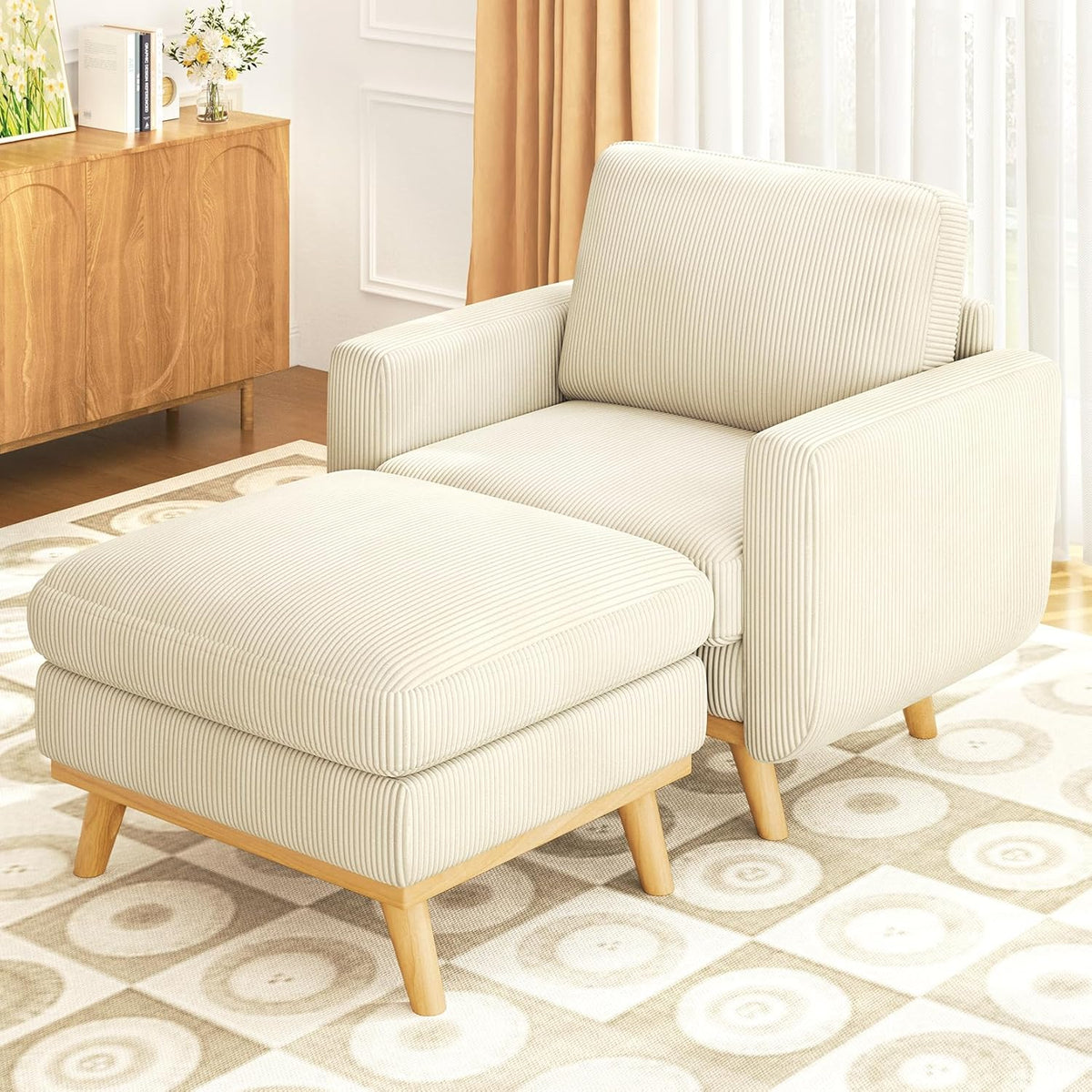 Vesgantti 68" Loveseat Sofa - Green, Comfy Corduroy with Spring Cushion, Solid Wood Frame, Modern Deep Seat, Bedroom & Living Room, Office Couch