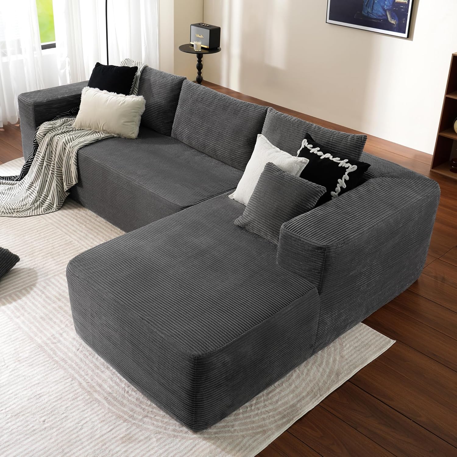 Ovios 104" Cloud Section Sofa L-shaped lounge chair, modern modular sofa