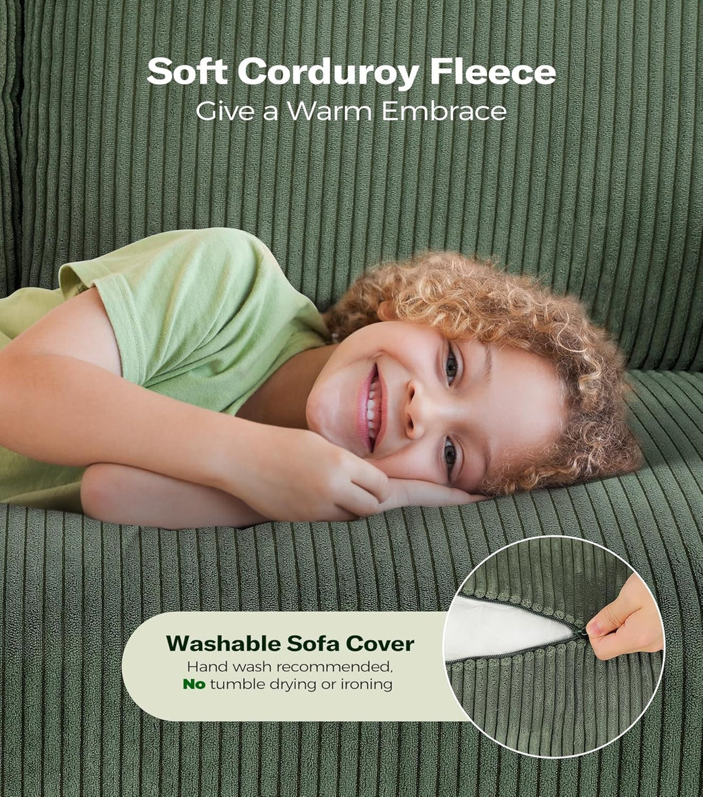 Loveseat Sofa 51" Love Seat Comfy Corduroy Small Loveseat Tool-Free Setup Couch