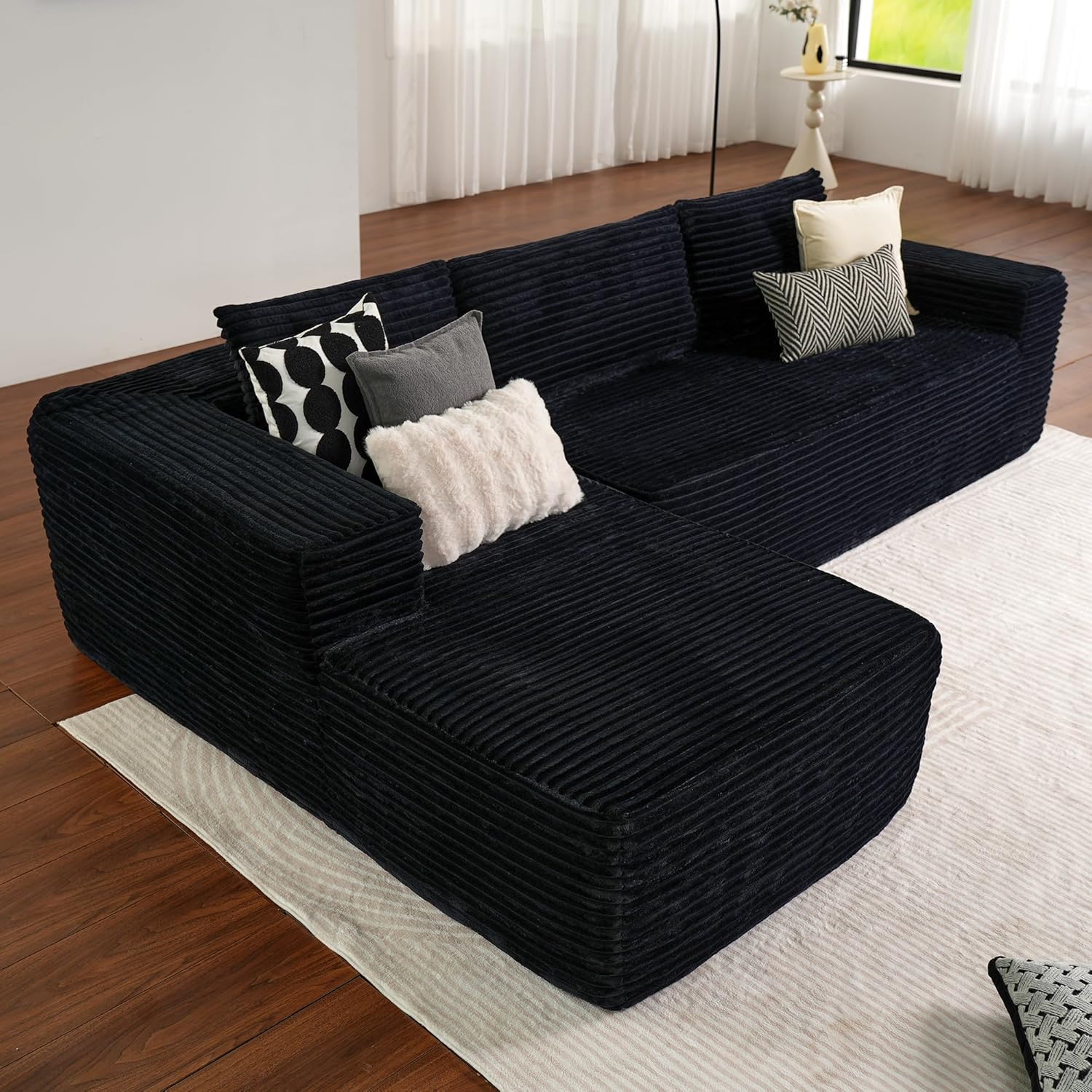 Ovios 104" Cloud Section Sofa L-shaped lounge chair, modern modular sofa