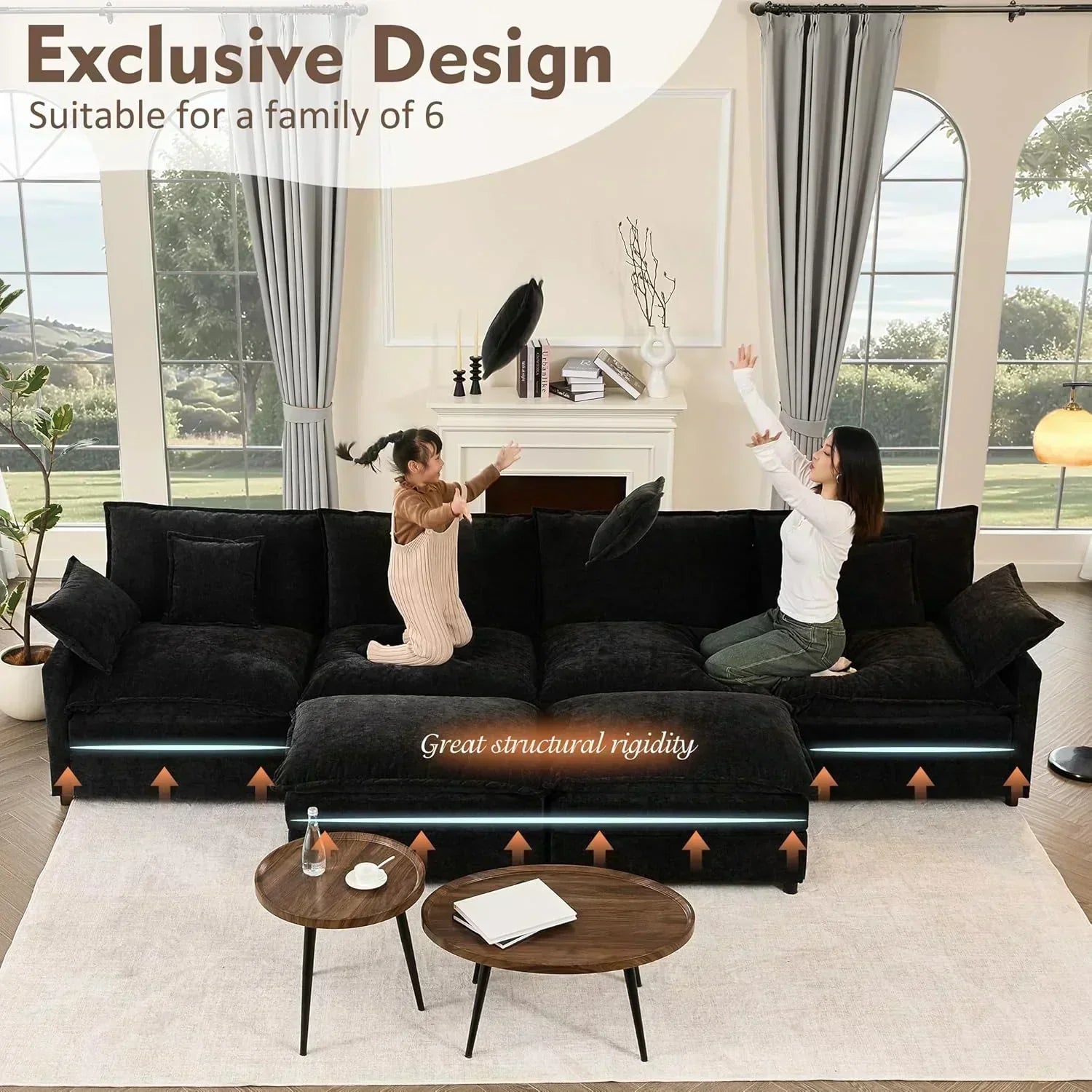 108" U-shaped sofa modular sofa Comfortable cloud sofa