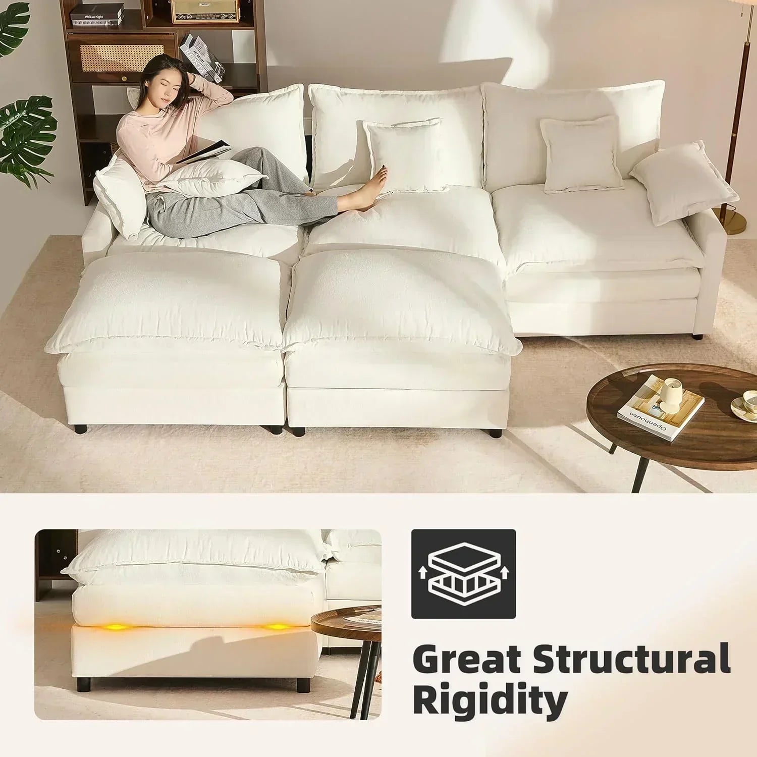 108" U-shaped sofa modular sofa Comfortable cloud sofa