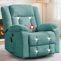 Rocker Recliner, Glider Recliner Chairs for Adults, 360° Swivel Rocking Chair with Massage and Heating, Nursery Chair