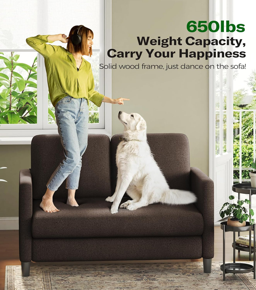 Loveseat Sofa 51" Love Seat Comfy Corduroy Small Loveseat Tool-Free Setup Couch