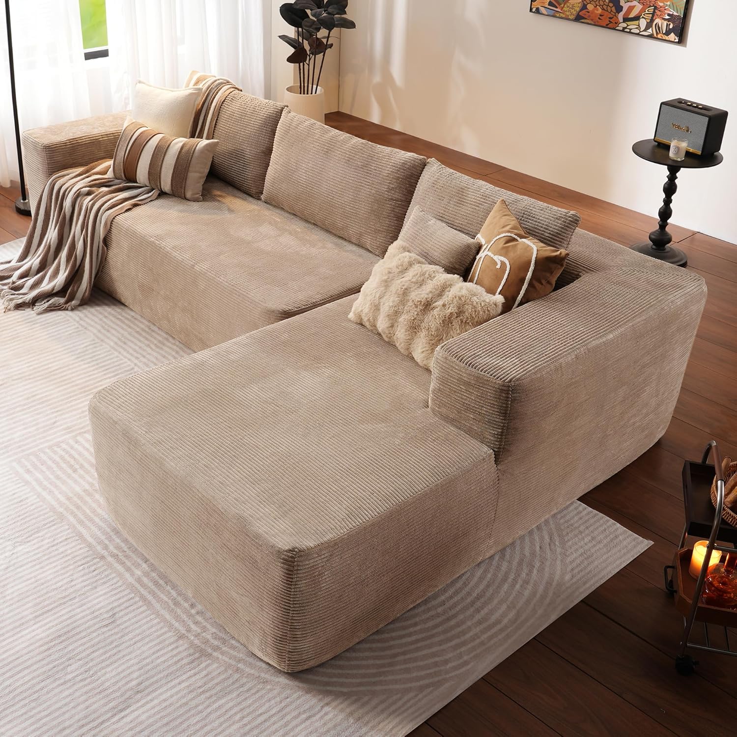 Ovios 104" Cloud Section Sofa L-shaped lounge chair, modern modular sofa