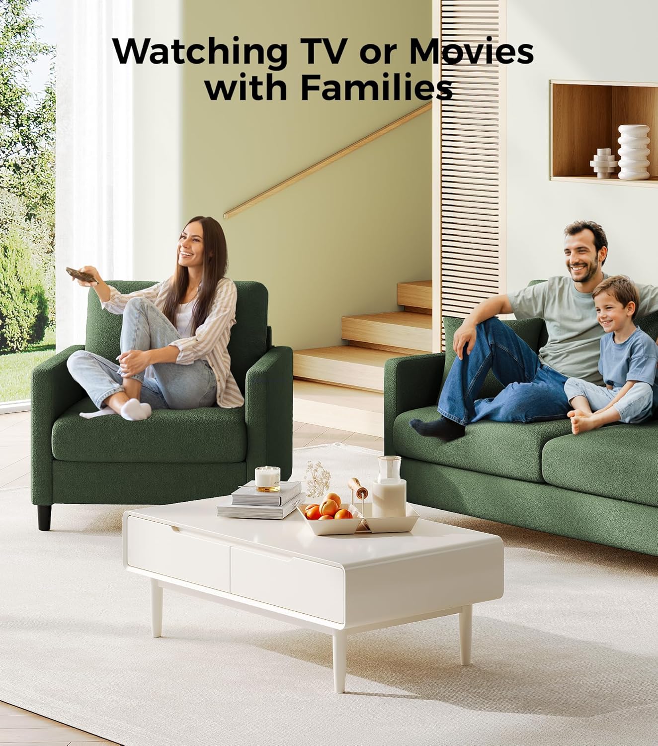 Loveseat Sofa 51" Love Seat Comfy Corduroy Small Loveseat Tool-Free Setup Couch