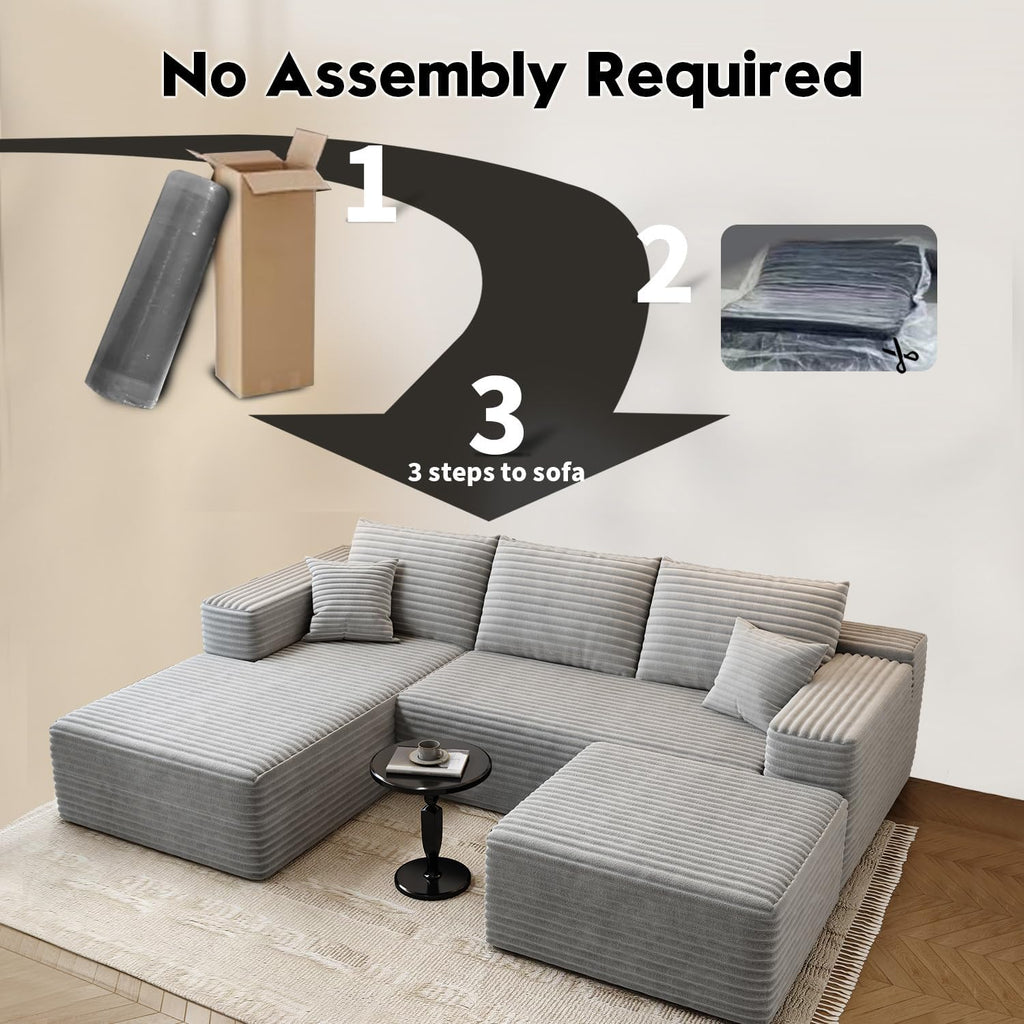 107.5" Cloud Modular Sectional Sofa Couch with L-Shape Chaise,Modern Minimalist Upholstered Couches