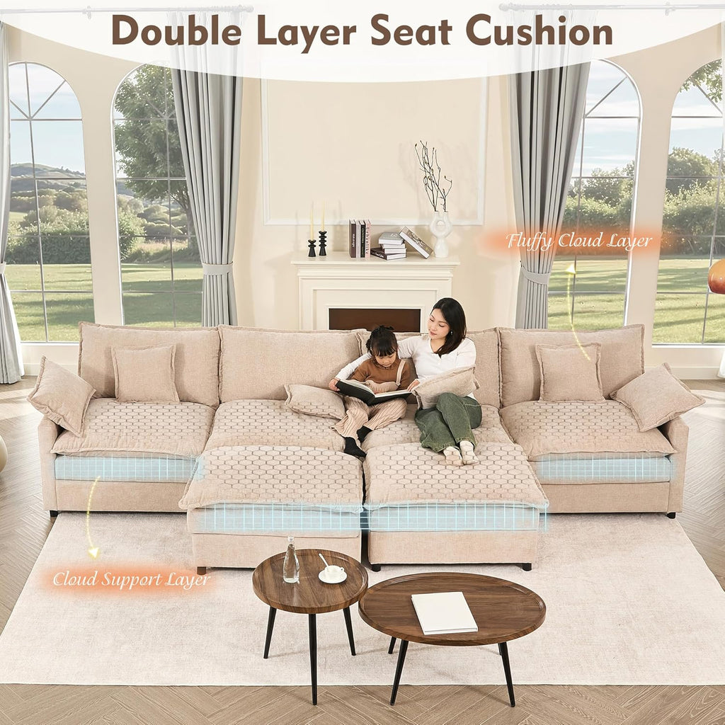 108" U-shaped sofa modular sofa three-seater comfortable cloud sofa