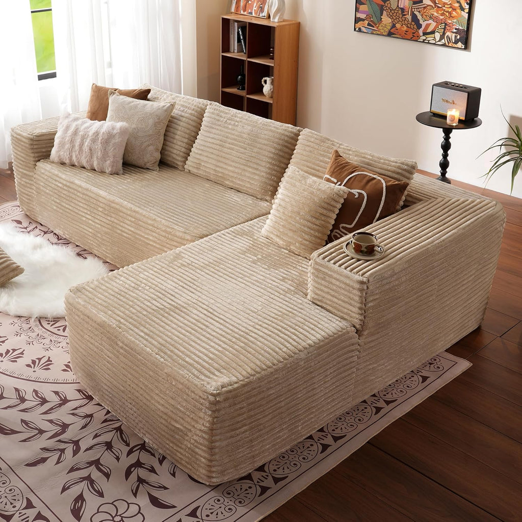 Ovios 104" Cloud Section Sofa L-shaped lounge chair, modern modular sofa