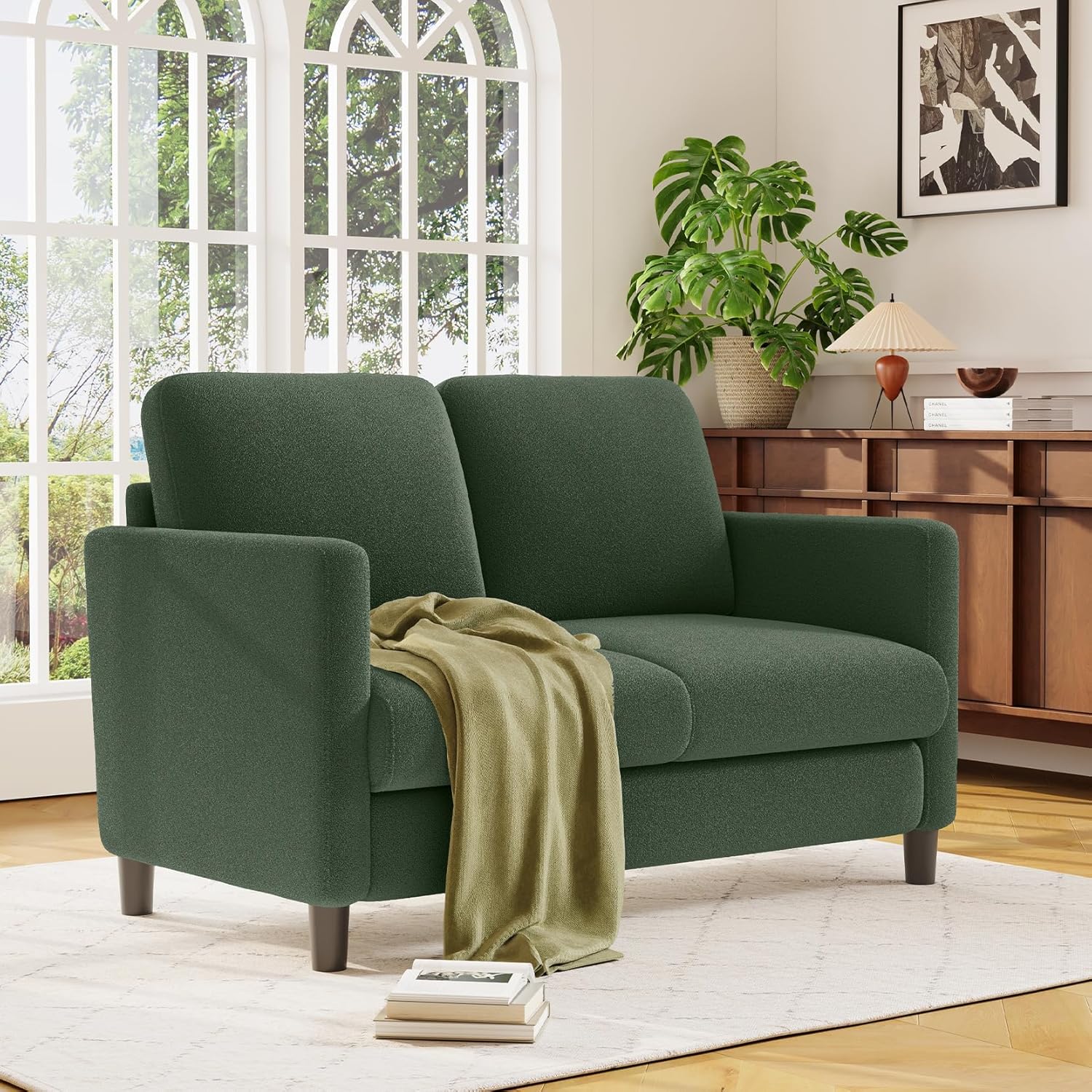 Loveseat Sofa 51" Love Seat Comfy Corduroy Small Loveseat Tool-Free Setup Couch