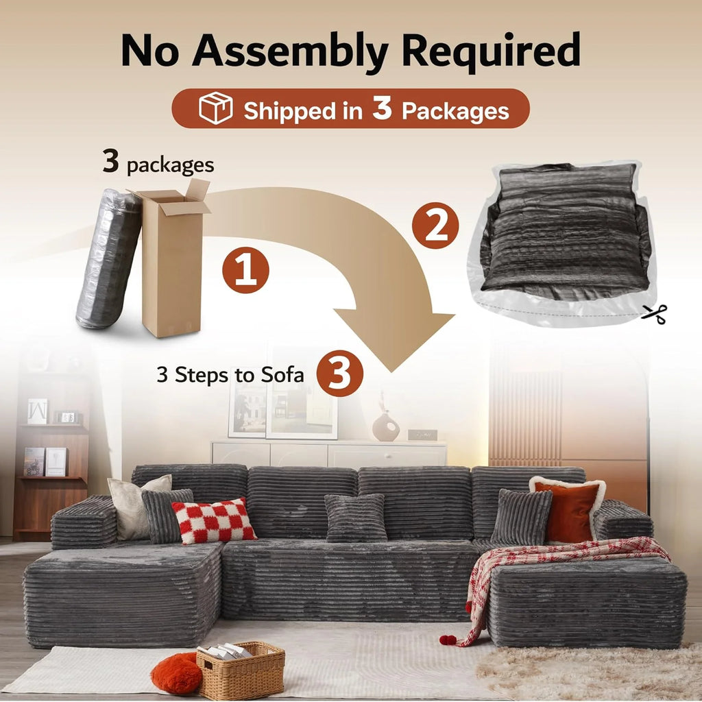 Ovios 104" Cloud Section Sofa L-shaped lounge chair, modern modular sofa
