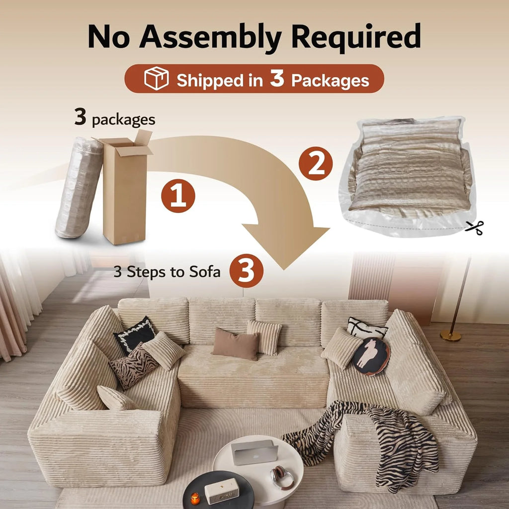 Ovios 104" Cloud Section Sofa L-shaped lounge chair, modern modular sofa