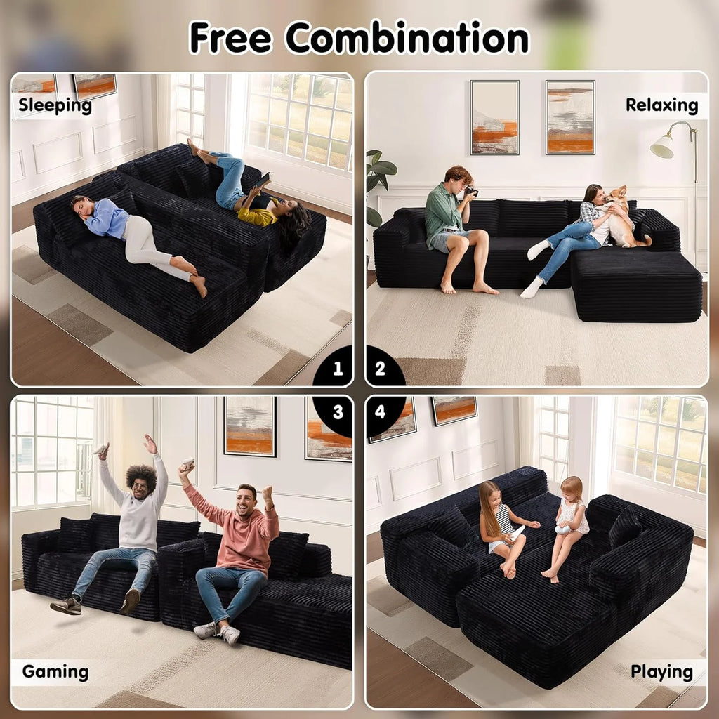 Ovios 104" Cloud Section Sofa L-shaped lounge chair, modern modular sofa