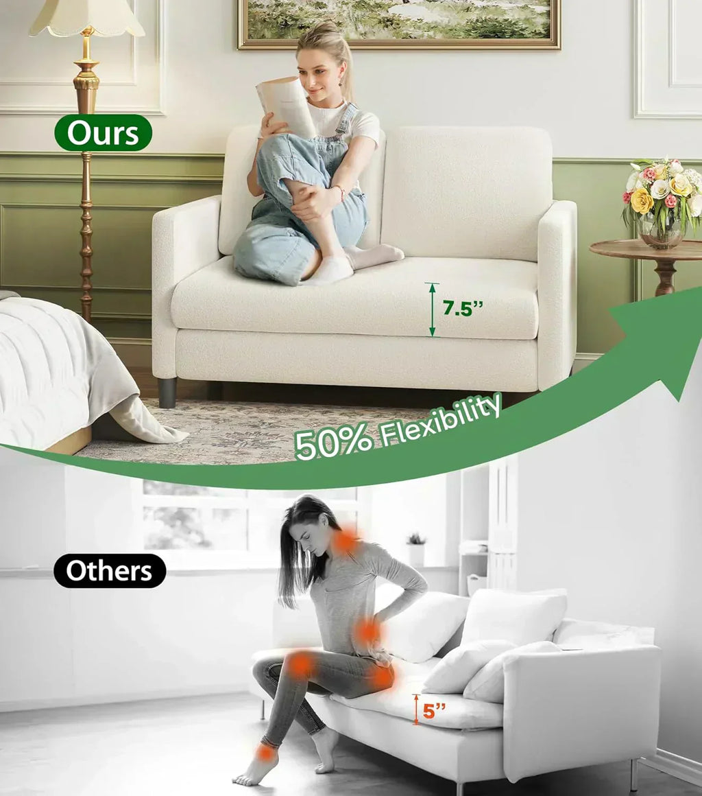 Loveseat Sofa 51" Love Seat Comfy Corduroy Small Loveseat Tool-Free Setup Couch