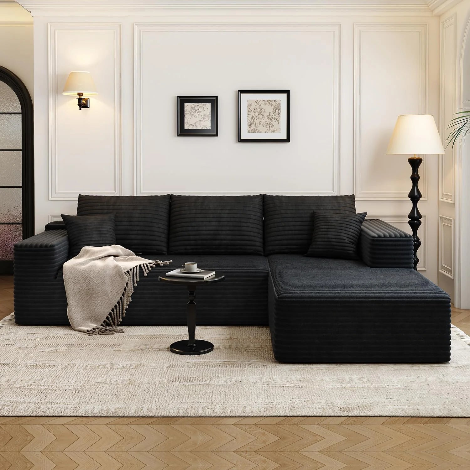 107.5" Cloud Modular Sectional Sofa Couch with L-Shape Chaise,Modern Minimalist Upholstered Couches