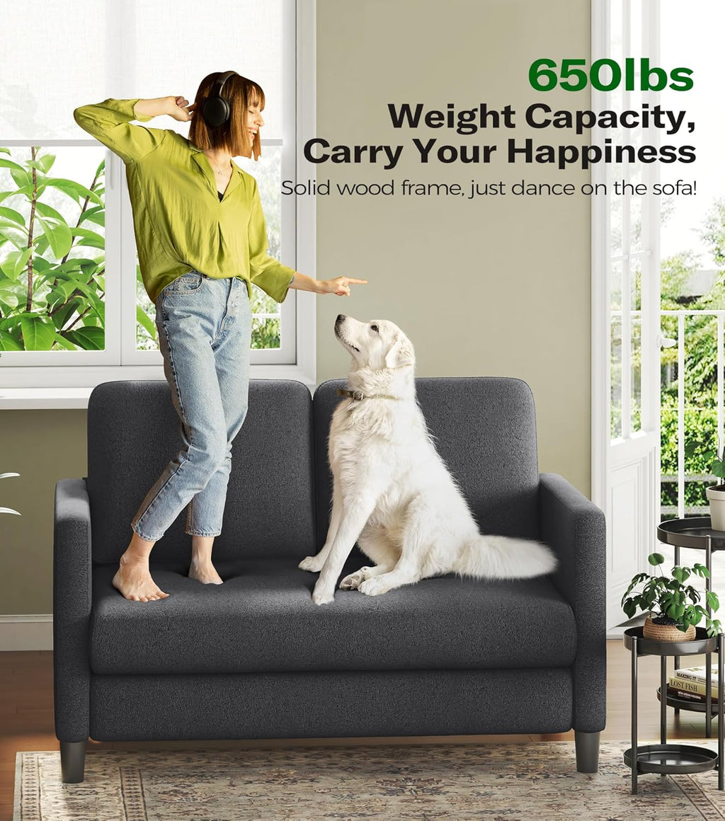 Loveseat Sofa 51" Love Seat Comfy Corduroy Small Loveseat Tool-Free Setup Couch