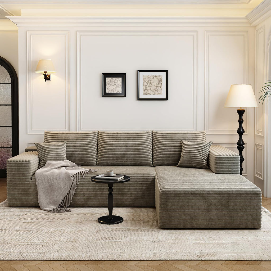 107.5" Cloud Modular Sectional Sofa Couch with L-Shape Chaise,Modern Minimalist Upholstered Couches