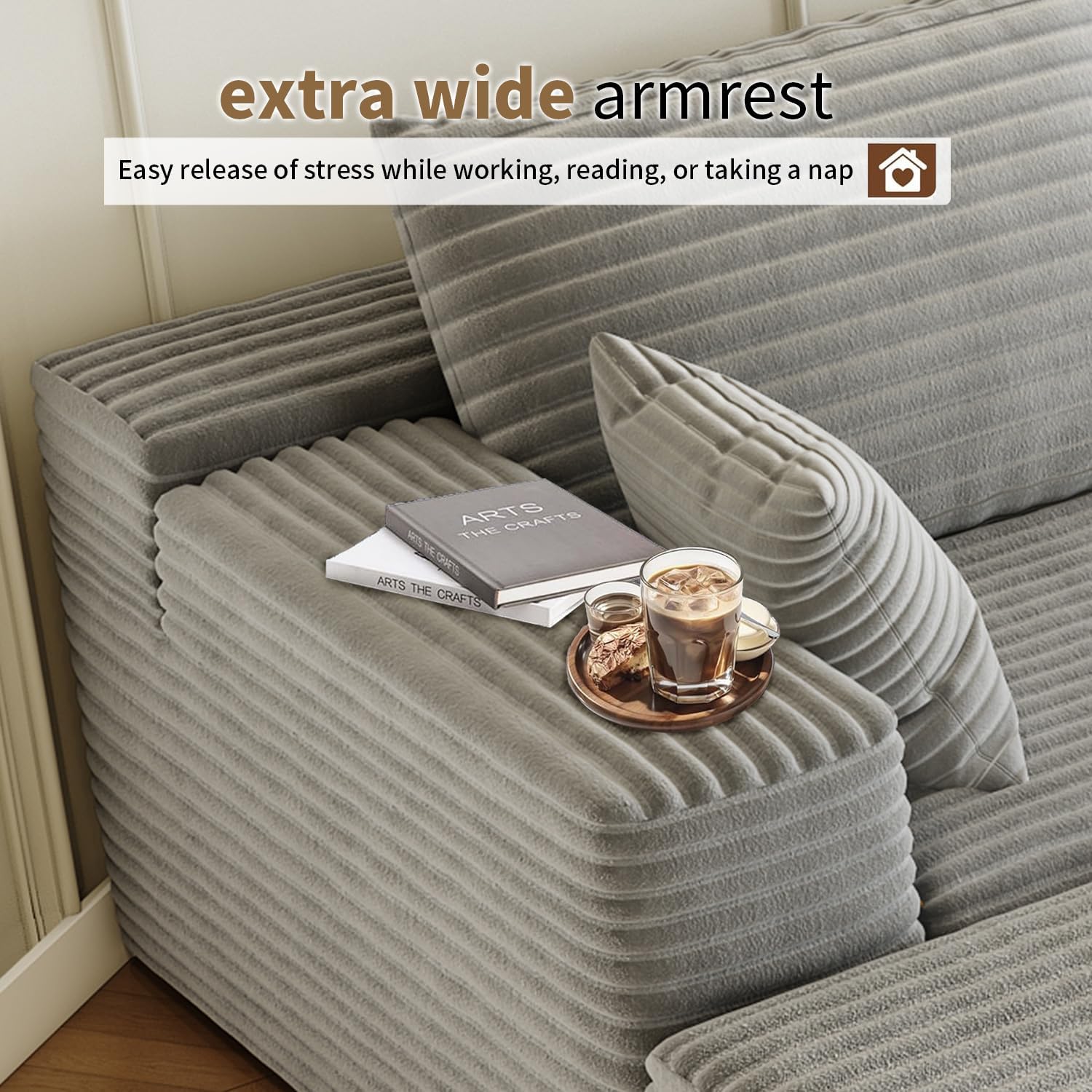 107.5" Cloud Modular Sectional Sofa Couch with L-Shape Chaise,Modern Minimalist Upholstered Couches