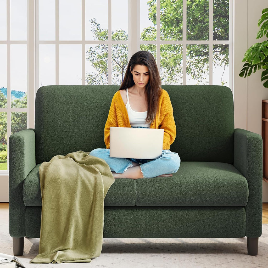 Loveseat Sofa 51" Love Seat Comfy Corduroy Small Loveseat Tool-Free Setup Couch
