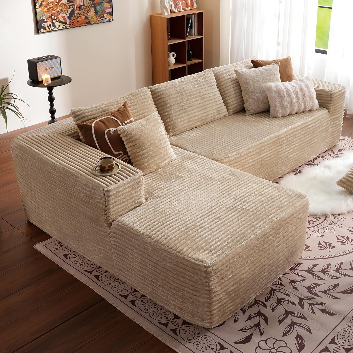 Ovios 104" Cloud Section Sofa L-shaped lounge chair, modern modular sofa