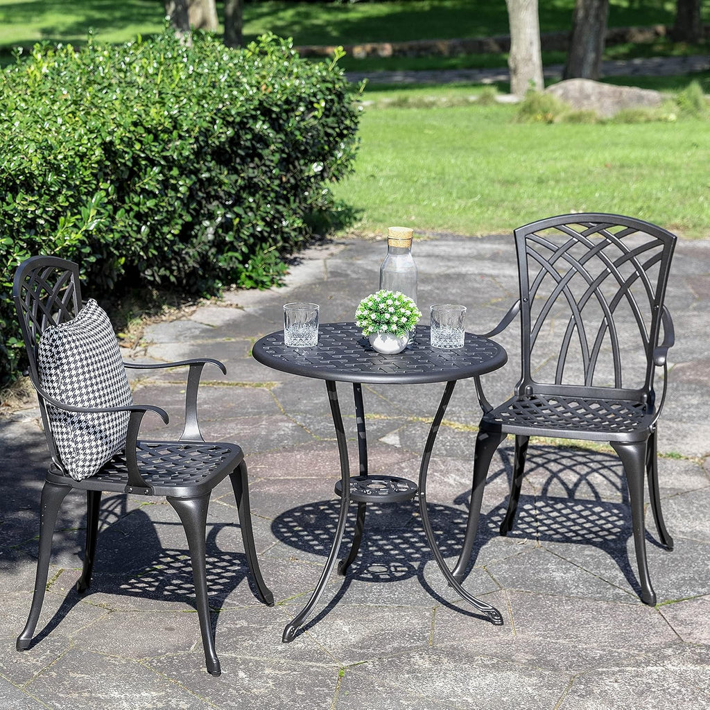 NUU GARDEN Bistro Set 3 Piece Outdoor Cast Aluminum Patio Bistro Set Patio Table Chairs Set of 2